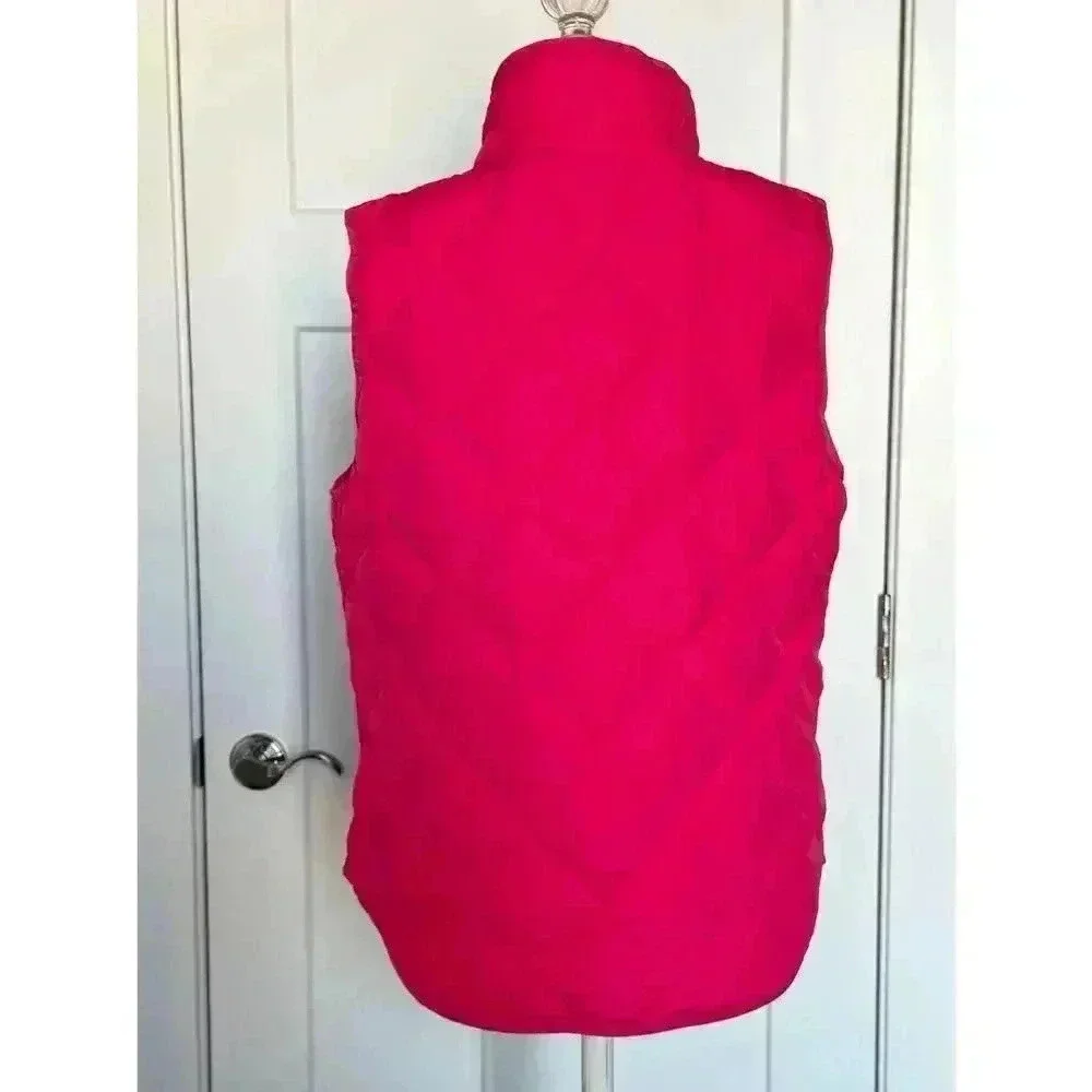 J. Crew Womens Excursion Vest Hot Pink Down Filled Diamond Quilted Sz S